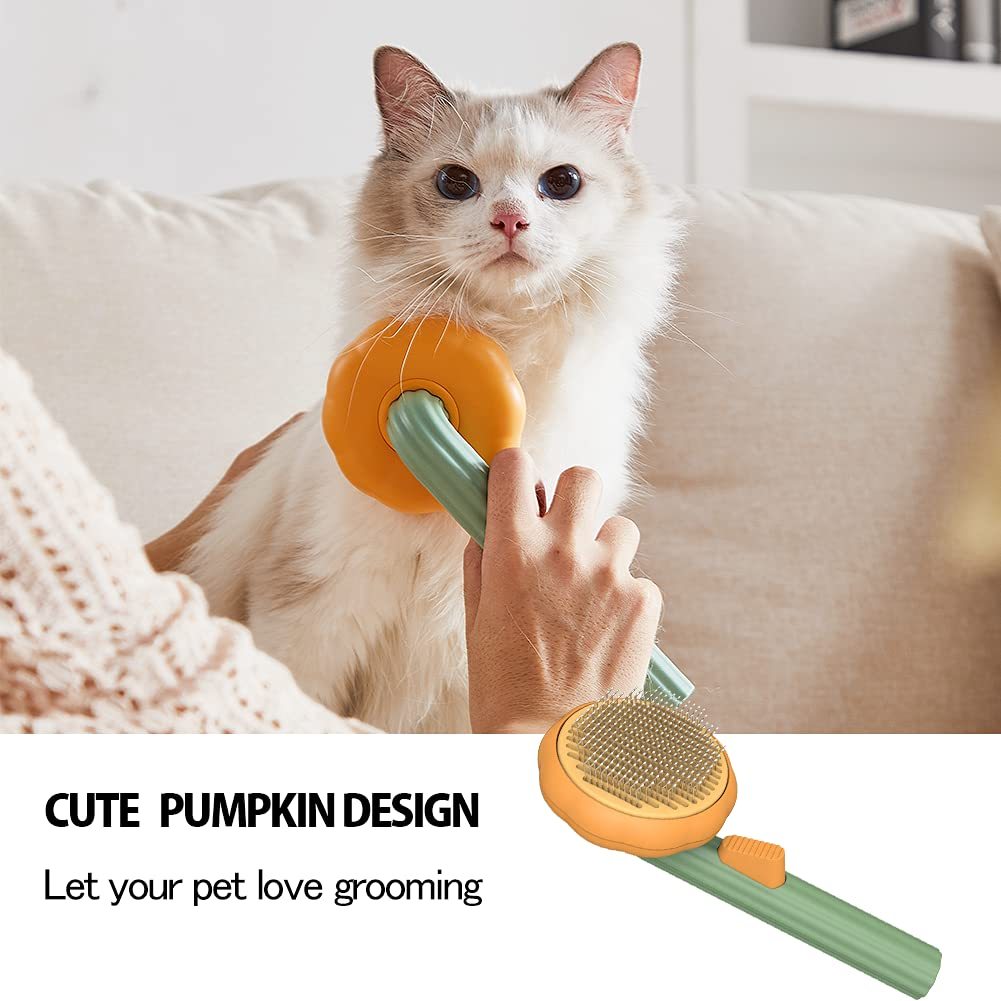 Pumpkin Self-Cleaning Brush — Pain-Free Grooming, Less Mess