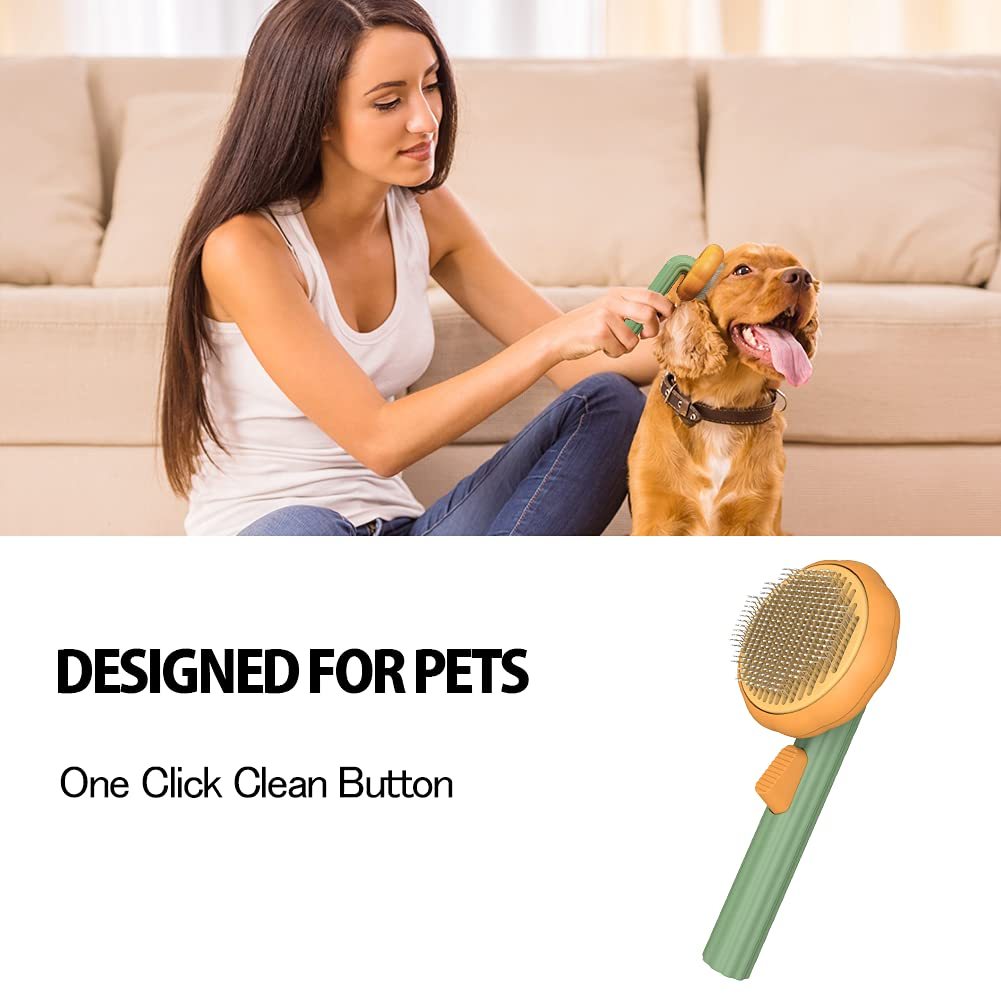 Pumpkin Self-Cleaning Brush — Pain-Free Grooming, Less Mess
