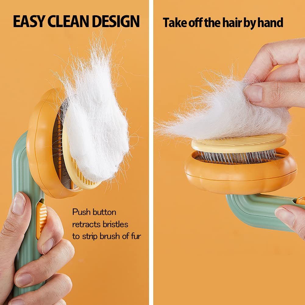 Pumpkin Self-Cleaning Brush — Pain-Free Grooming, Less Mess