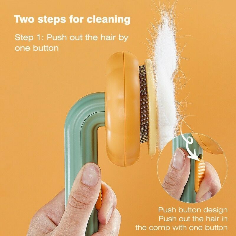 Pumpkin Self-Cleaning Brush — Pain-Free Grooming, Less Mess