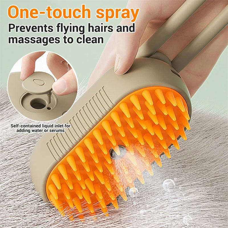 Steam-Spray Brush: Massage, Detangle & Shine Your Pet’s Coat