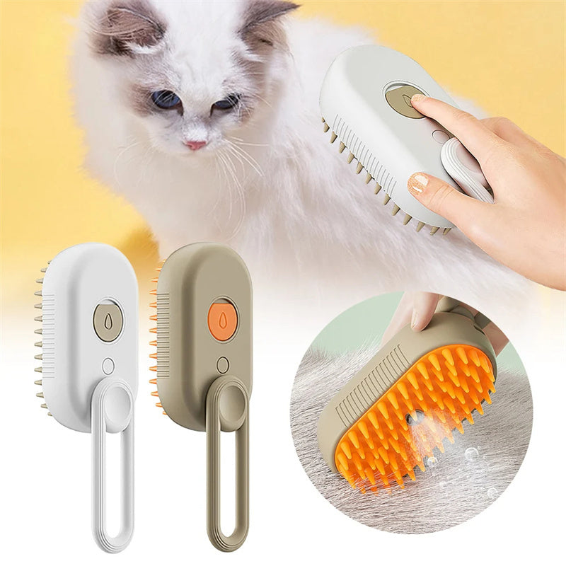 Steam-Spray Brush: Massage, Detangle & Shine Your Pet’s Coat