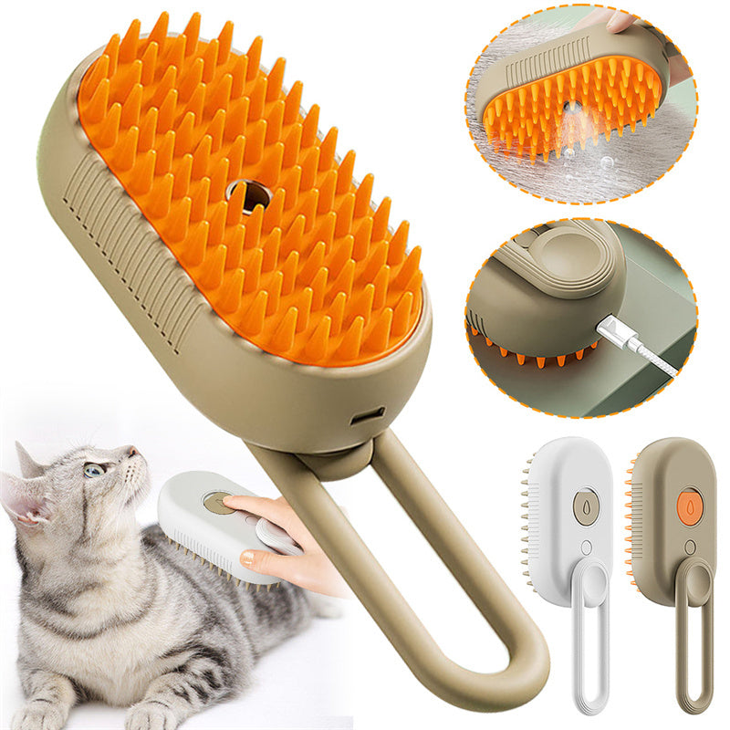 Steam-Spray Brush: Massage, Detangle & Shine Your Pet’s Coat
