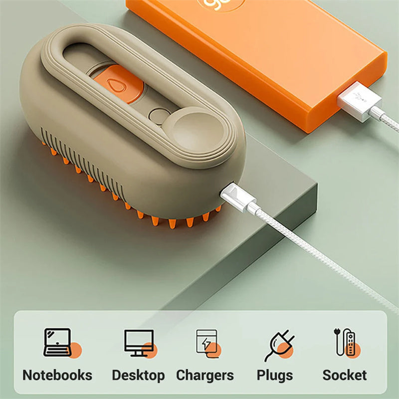 Steam-Spray Brush: Massage, Detangle & Shine Your Pet’s Coat